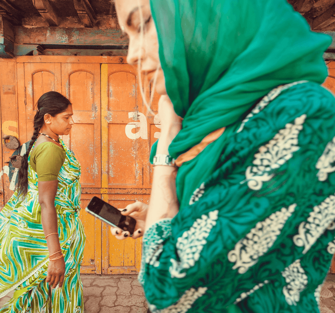 Woman walking while on phone