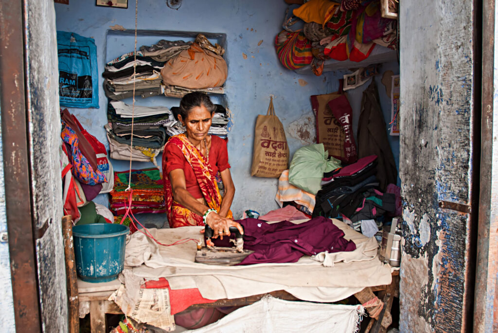 Woman ironing clothes